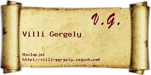 Villi Gergely névjegykártya
